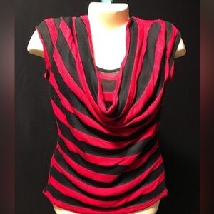 ❤️RARE FIND❤️ INC black&red cowl neck ss shirt sz M in near perfect condition!